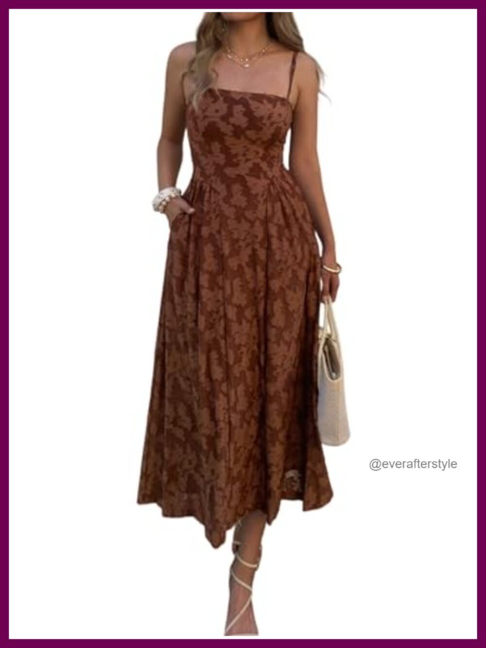 Women's Floral Spaghetti Strap Maxi Dress with Pockets